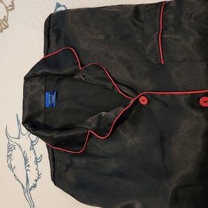 Apt. 9 Black Satin Pajama Top with Red Piping